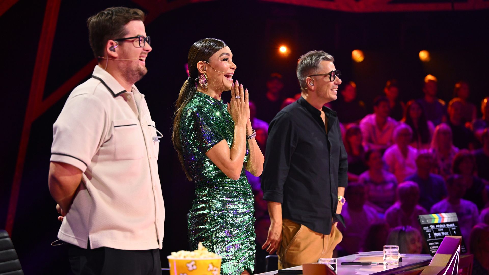 Chris Tall, Verona Pooth und Michi Beck als Jury in "The Masked Singer"