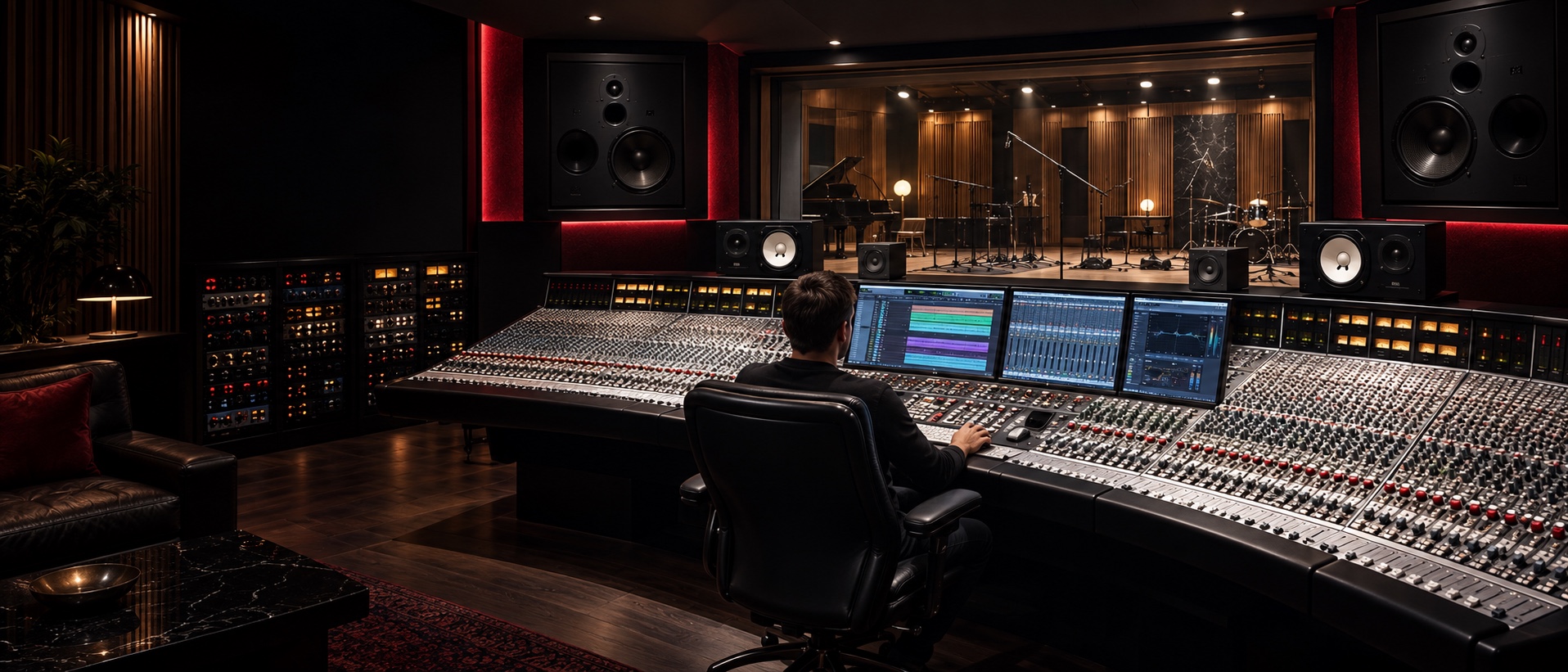 Second large SSL 9096J control room with ATC mains, NS-10, Auratone and modern DAW technology